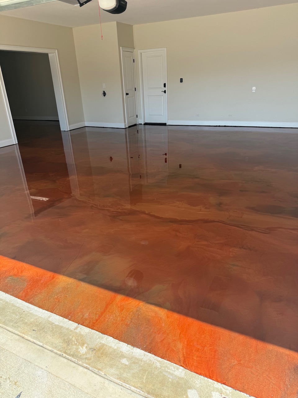 Stunning, one of a kind reflector enhancer epoxy flooring system installation